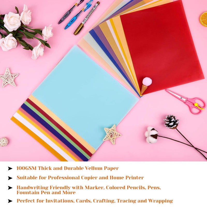 Cridoz 9-Color Transparent Vellum Paper - 8.5 x 11, Translucent Tracing Paper for Printing & Drawing - Image 4